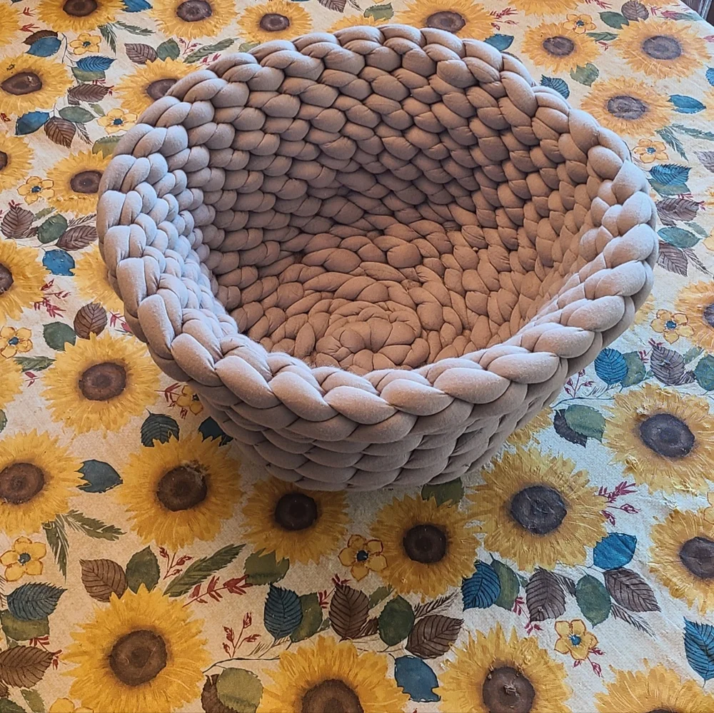 Grey Thick Hand Crochet Pet Bed